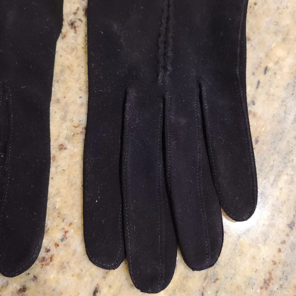 Vintage Size M 7 Black Soft Suede Leather Formal 8.5